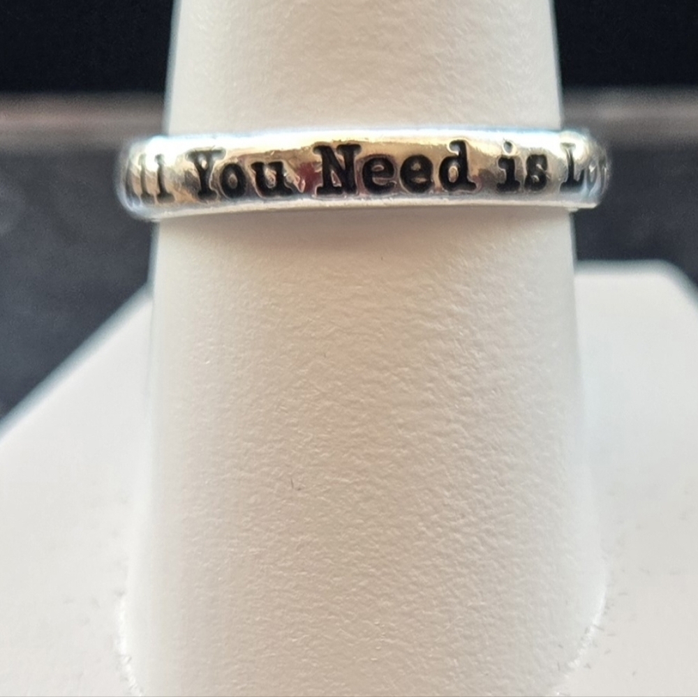 "All You Need Is Love" Engraved Silver Band